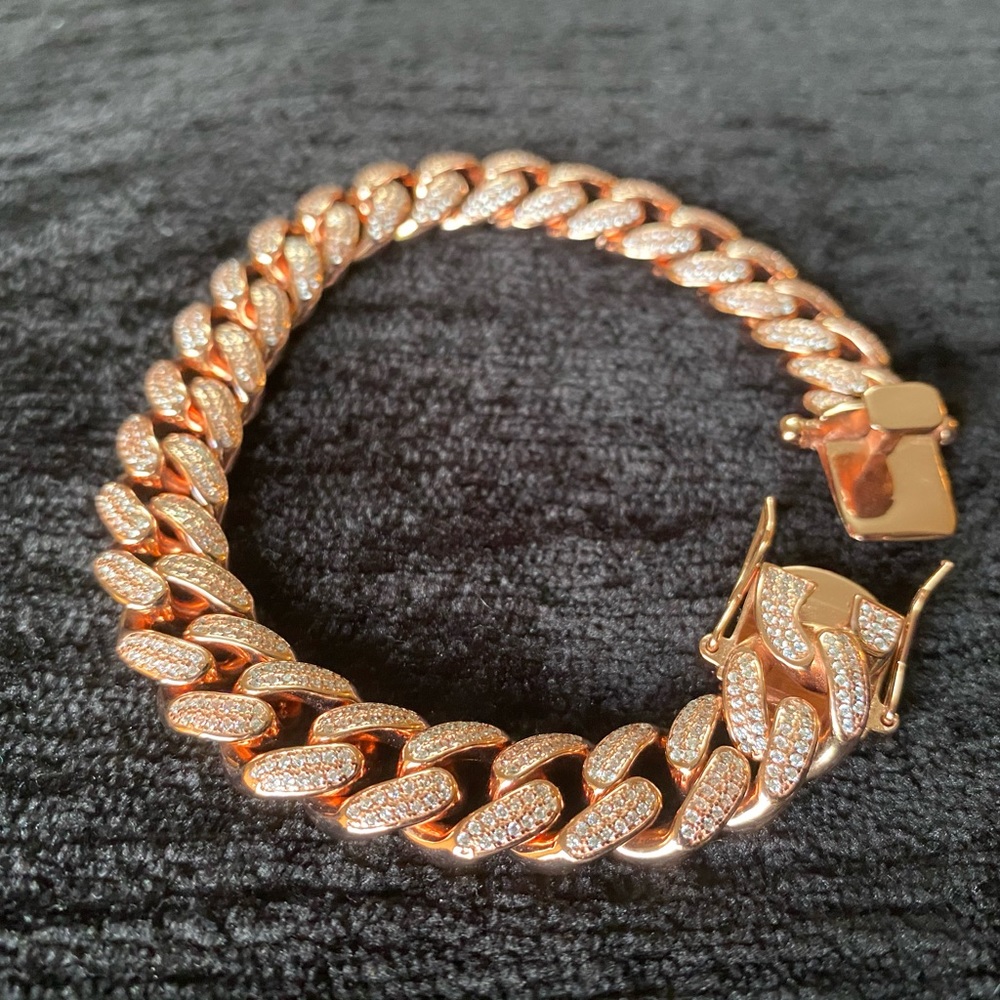 Hip Hop Bling Iced Micro Pave Silver Bracelet